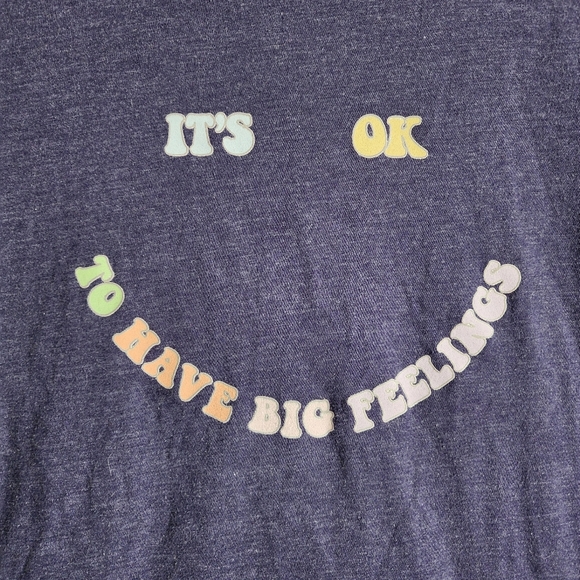 Aeropostale Blue short sleeve Smile face it's okay to have feelings shirt Size L - Picture 3 of 8